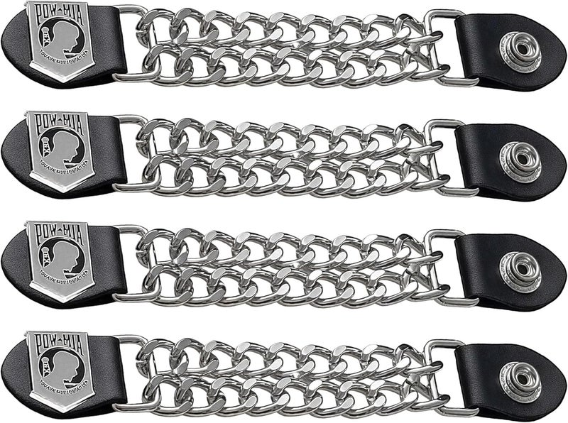 Mirthcos Motorcycle Vest Extenders for Men & Women - 4 PCS Leather Vest Extensions for Biker - Durable Double Chrome Chains - Image 1